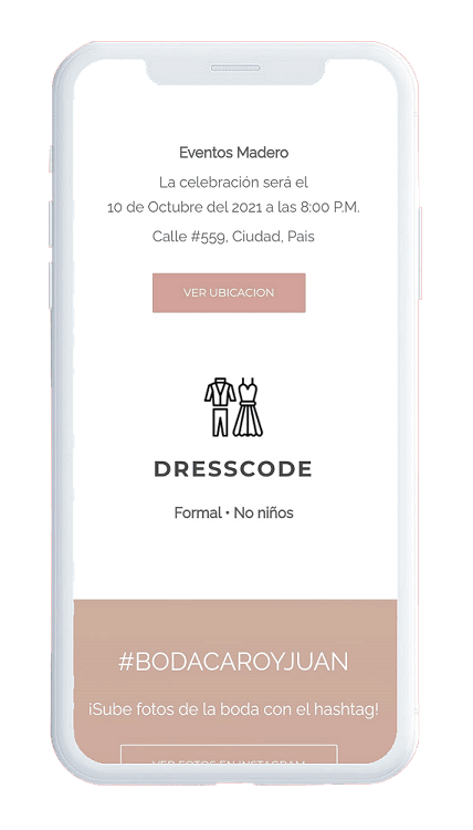 invitacion digital de boda con dresscode